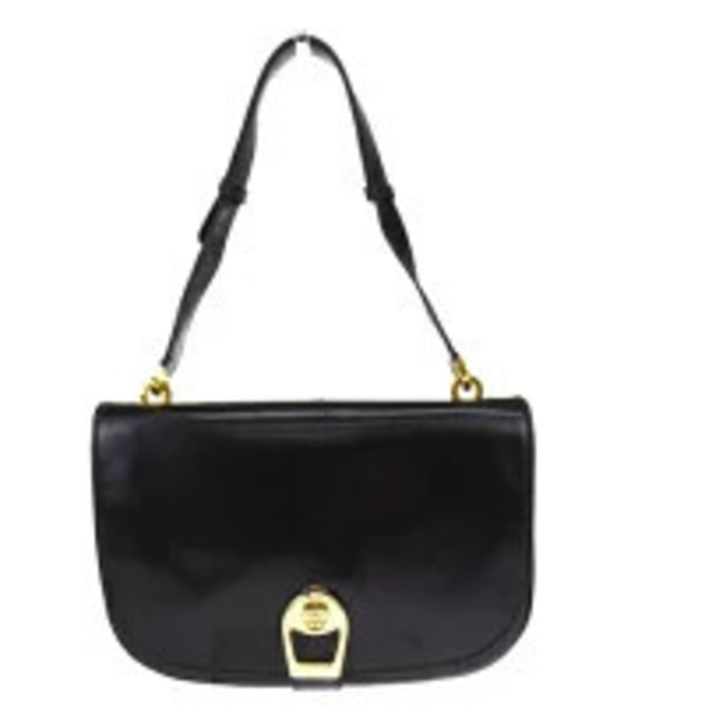 Gucci Interlocking Shoulder Bag Black Leather
